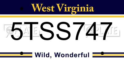 5TSS747 West Virginia License Plate