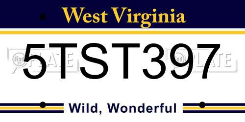 5TST397 West Virginia License Plate