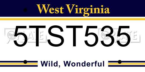 5TST535 West Virginia License Plate