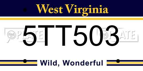 5TT503 West Virginia License Plate