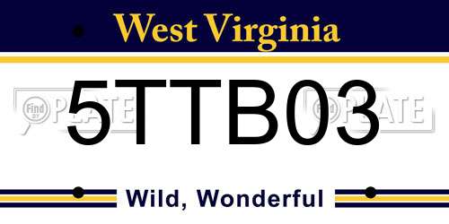 5TTB03 West Virginia License Plate