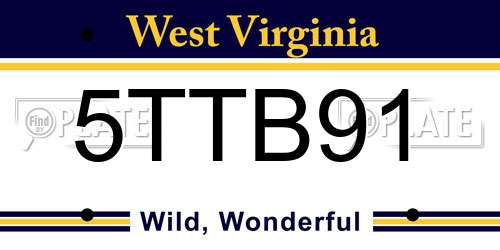 5TTB91 West Virginia License Plate