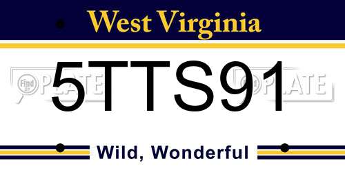 5TTS91 West Virginia License Plate
