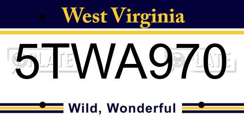 5TWA970 West Virginia License Plate