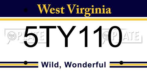 5TY110 West Virginia License Plate
