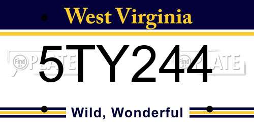 5TY244 West Virginia License Plate