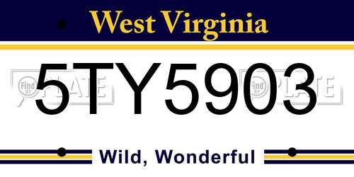 5TY5903 West Virginia License Plate