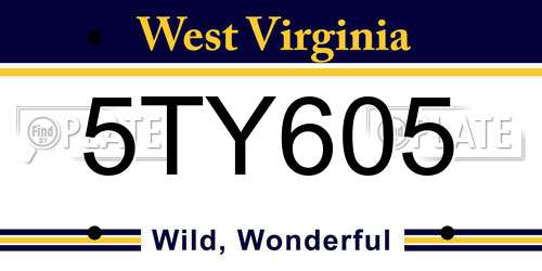 5TY605 West Virginia License Plate