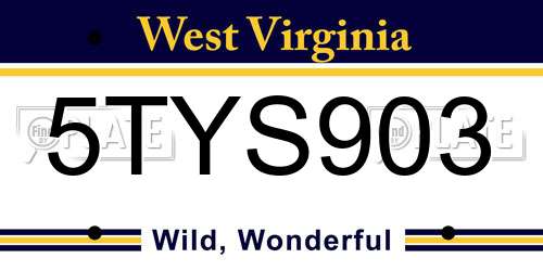 5TYS903 West Virginia License Plate