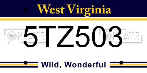 5TZ503 West Virginia License Plate
