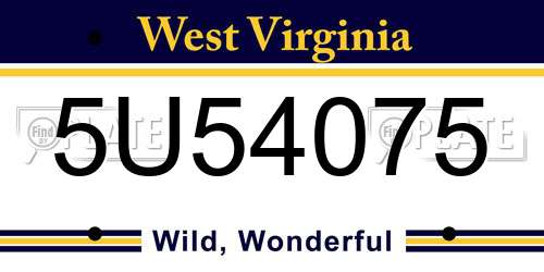 5U54075 West Virginia License Plate