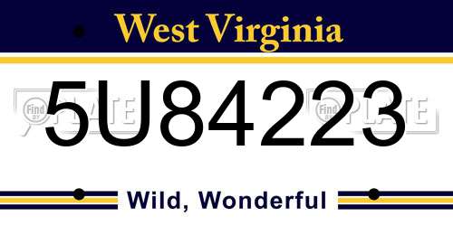 5U84223 West Virginia License Plate