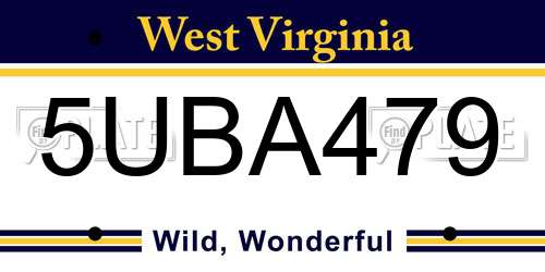 5UBA479 West Virginia License Plate