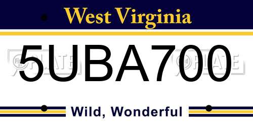 5UBA700 West Virginia License Plate