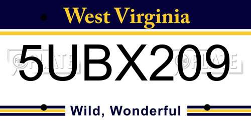 5UBX209 West Virginia License Plate