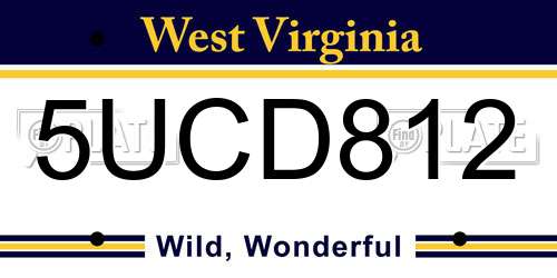 5UCD812 West Virginia License Plate