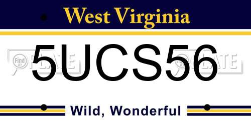 5UCS56 West Virginia License Plate