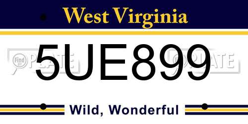5UE899 West Virginia License Plate