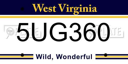 5UG360 West Virginia License Plate