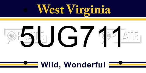 5UG711 West Virginia License Plate