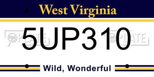 5UP310 West Virginia License Plate