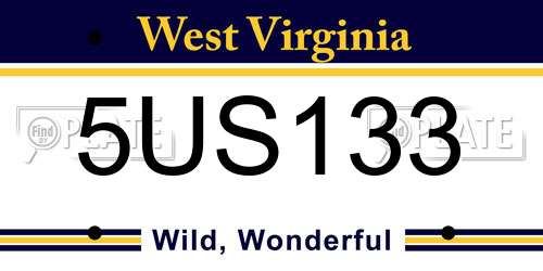 5US133 West Virginia License Plate