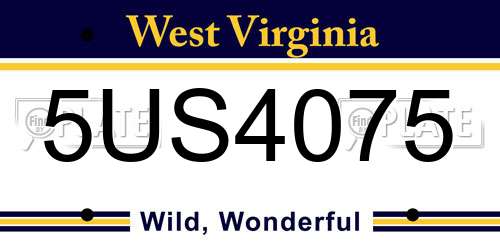 5US4075 West Virginia License Plate