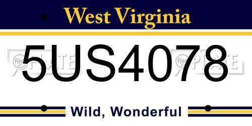 5US4078 West Virginia License Plate