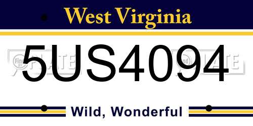 5US4094 West Virginia License Plate