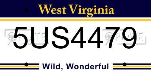 5US4479 West Virginia License Plate