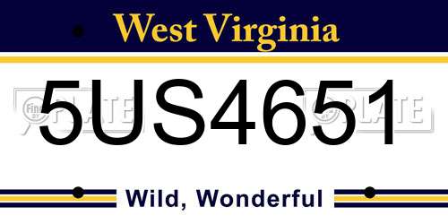 5US4651 West Virginia License Plate