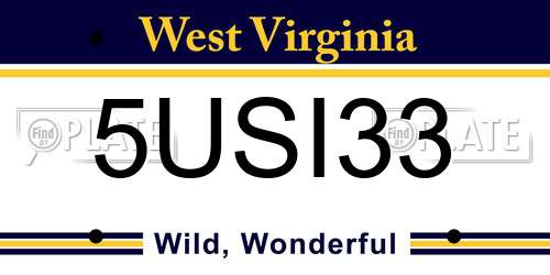 5USI33 West Virginia License Plate
