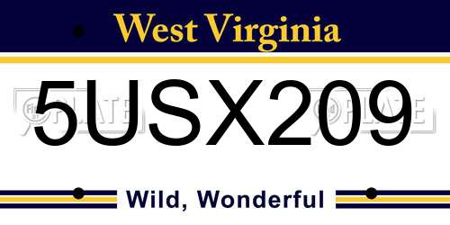 5USX209 West Virginia License Plate
