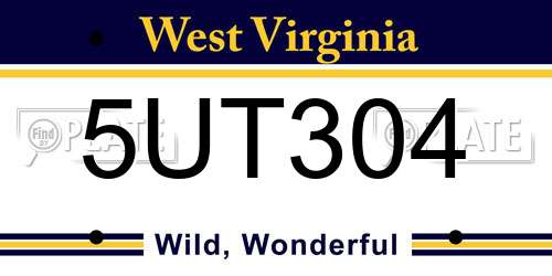 5UT304 West Virginia License Plate