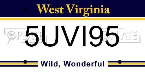 5UVI95 West Virginia License Plate