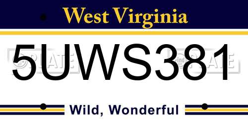 5UWS381 West Virginia License Plate