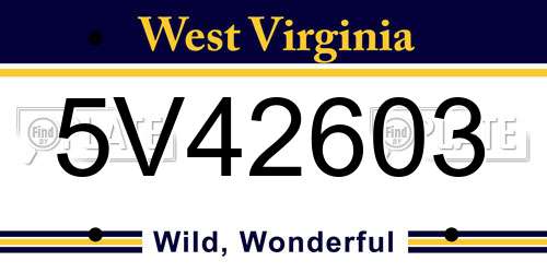 5V42603 West Virginia License Plate