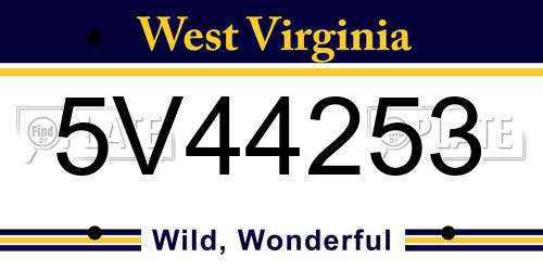 5V44253 West Virginia License Plate