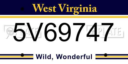 5V69747 West Virginia License Plate