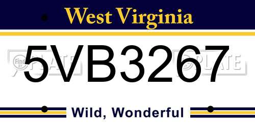 5VB3267 West Virginia License Plate
