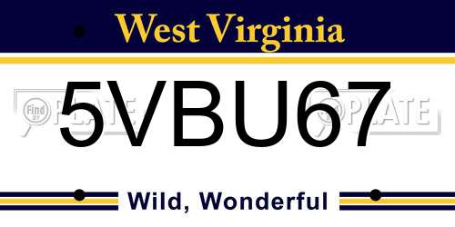 5VBU67 West Virginia License Plate