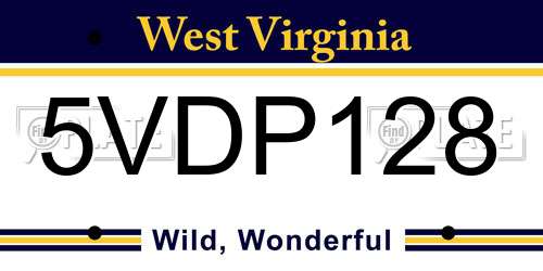 5VDP128 West Virginia License Plate