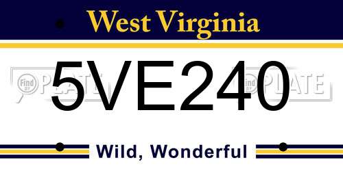 5VE240 West Virginia License Plate