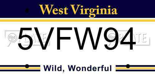 5VFW94 West Virginia License Plate