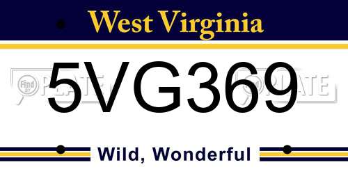 5VG369 West Virginia License Plate