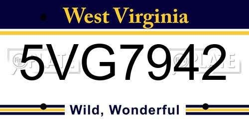 5VG7942 West Virginia License Plate