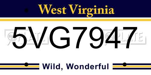 5VG7947 West Virginia License Plate