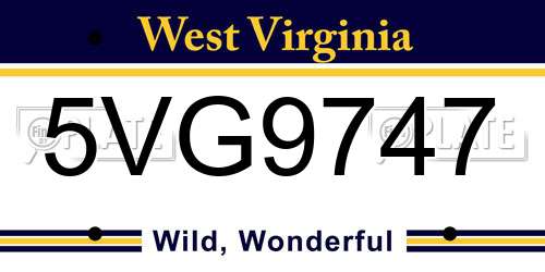 5VG9747 West Virginia License Plate