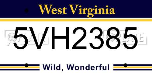 5VH2385 West Virginia License Plate