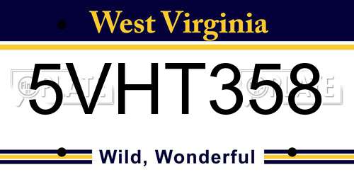 5VHT358 West Virginia License Plate